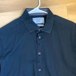 Spread Collar Non Iron Poplin Shirt - Black